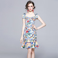 時尚系肩帶波西米亞印花修身包臀吊帶洋裝_1