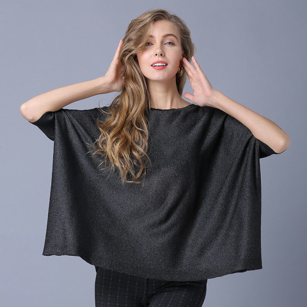 圓領針織衫薄上衣歐美寬鬆大碼女式外穿T恤