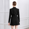 時尚小眾設計短裙緞面荷葉邊拼接氣質西裝式短版洋裝_2