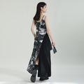 小眾設計感拼接印花洋裝不規則吊帶裙子高級感_2