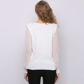蕾絲袖拼接荷葉邊針織素色套頭顯瘦針織衫_2