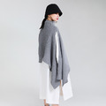 時髦蝙蝠寬鬆坎肩多穿法套頭高領披肩式毛衣_2