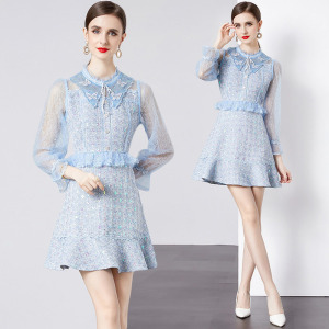 輕奢名媛荷葉邊小個子氣質網紗公主裙