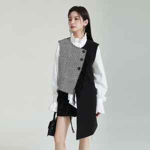 小眾設計馬夾外穿 造型感不規則個性無袖馬甲外套