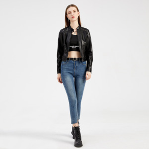 鉚釘皮衣夾克長袖外套立領時尚夾克