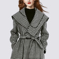 千鳥格上領毛呢外套高級感小香仿羊毛大衣_1