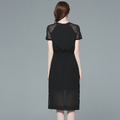 法式時尚圓通寬鬆繫帶小黑裙大尺碼洋裝_2