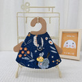 牧草圓又圓 | 老奶奶手作牽繩衣 ─ 貓咪賞鳥(藍) 黃貓 (附牽繩)