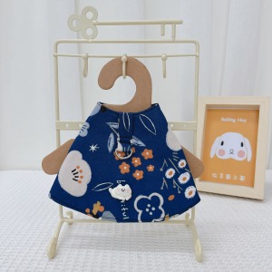 牧草圓又圓 | 老奶奶手作牽繩衣 ─ 貓咪賞鳥(藍) 白貓 (附牽繩)