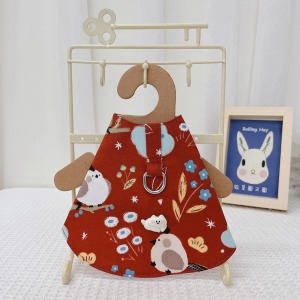 牧草圓又圓 | 老奶奶手作牽繩衣 ─ 貓咪賞鳥(紅) 白貓 (附牽繩)