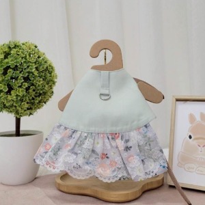 牧草圓又圓 | 老奶奶手作牽繩衣 ─ (綠)洋裝 (附牽繩)