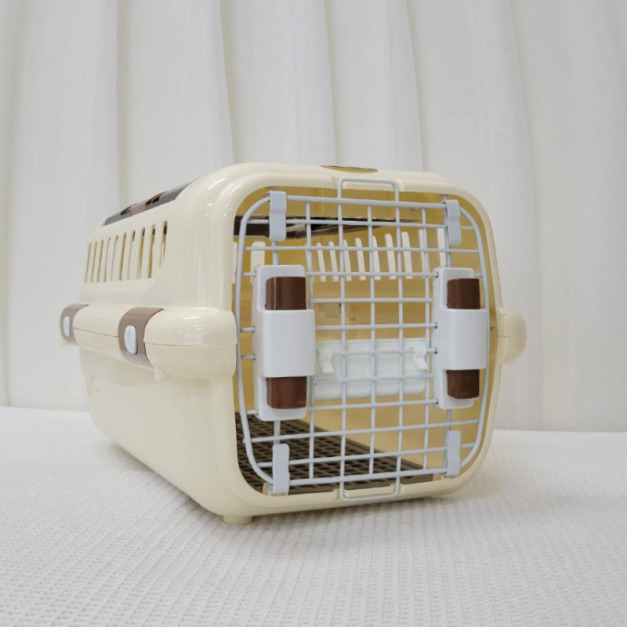 硬殼鐵網外出籠(雙向開門)透明天窗 ─ 黃色/白色