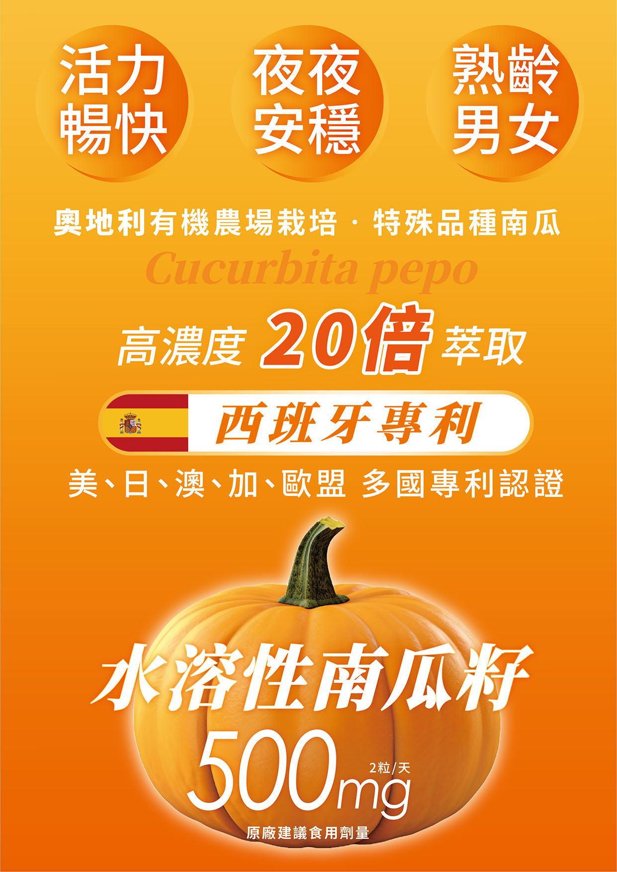 西班牙專利水溶性南瓜籽 德國黑麥花 蕁麻根