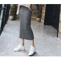 [現貨]加厚高腰開叉針織裙