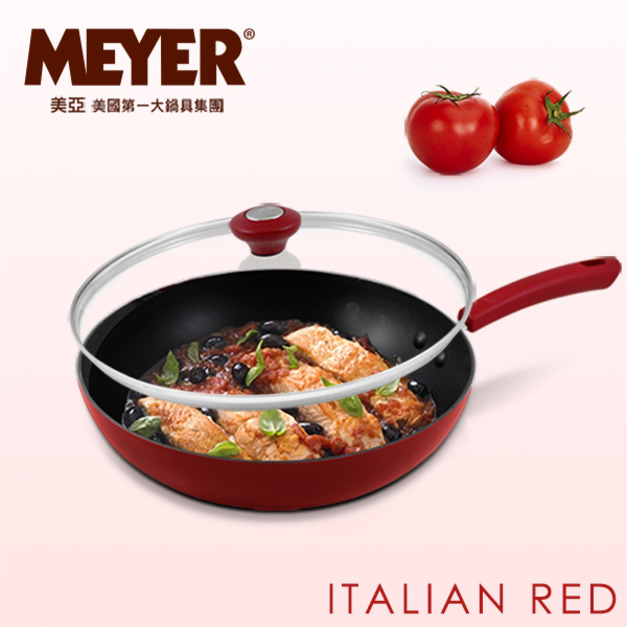 【MEYER】美國美亞義大利紅耐磨不沾單柄炒鍋30CM(含蓋) 12851_30