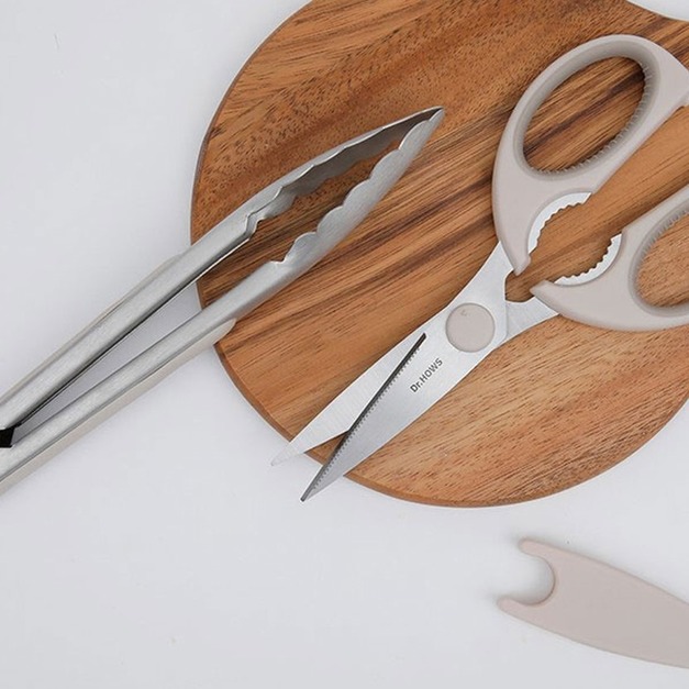 【韓國Dr.HOWS】DAILY 廚房不鏽鋼剪刀&料理夾_2入組-銀