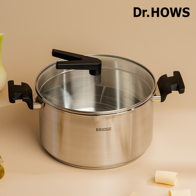 【韓國Dr.HOWS】BRIDGE 不銹鋼雙耳湯鍋-銀 ( 24cm)