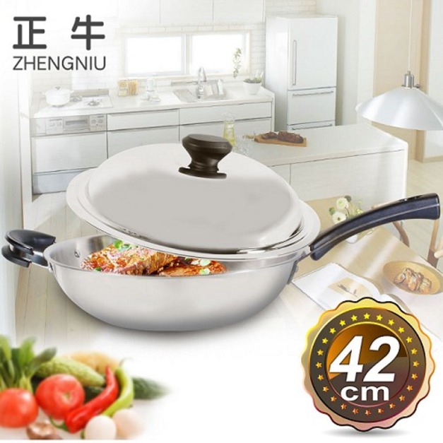 《正牛》五層不鏽鋼中華炒鍋42cm(STW-42)