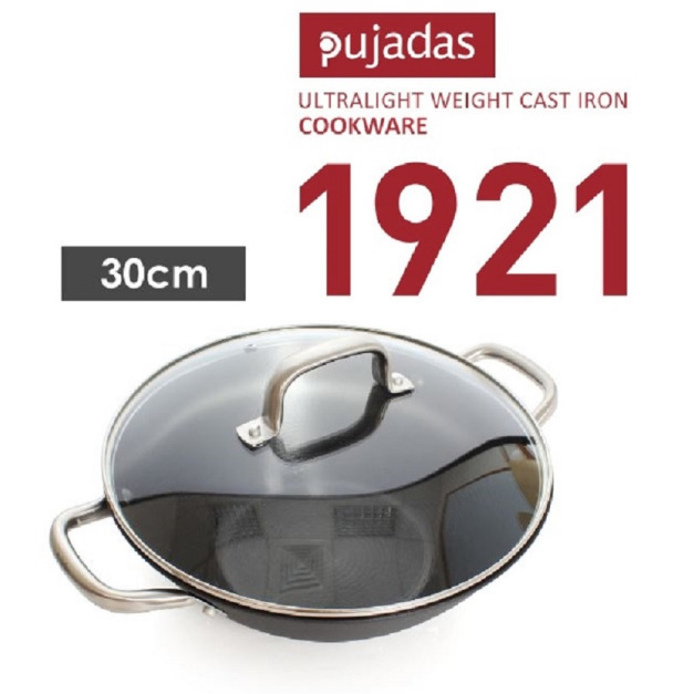西班牙Pujadas 1921輕鑄鐵深型雙耳燉鍋30cm(附蓋)-3.8L(免運)