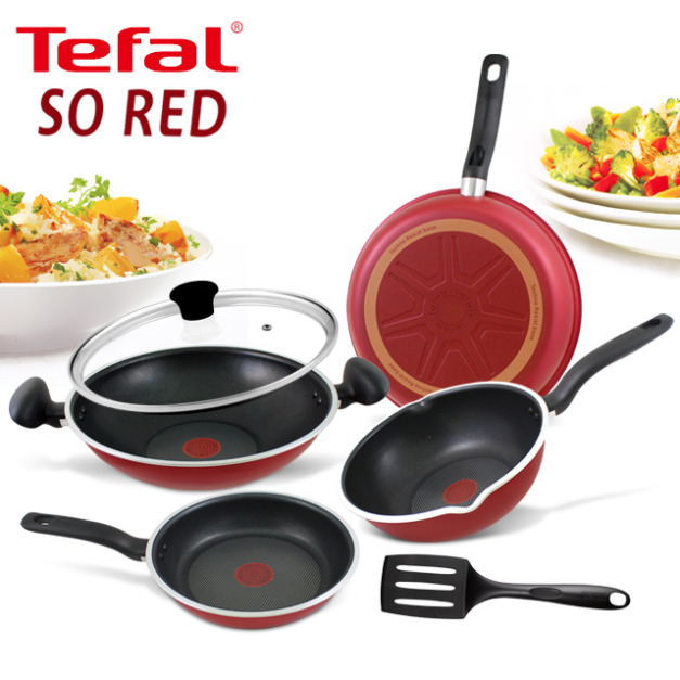 【Tefal】法國特福So Red Pro不沾系列六件組(限量套裝)