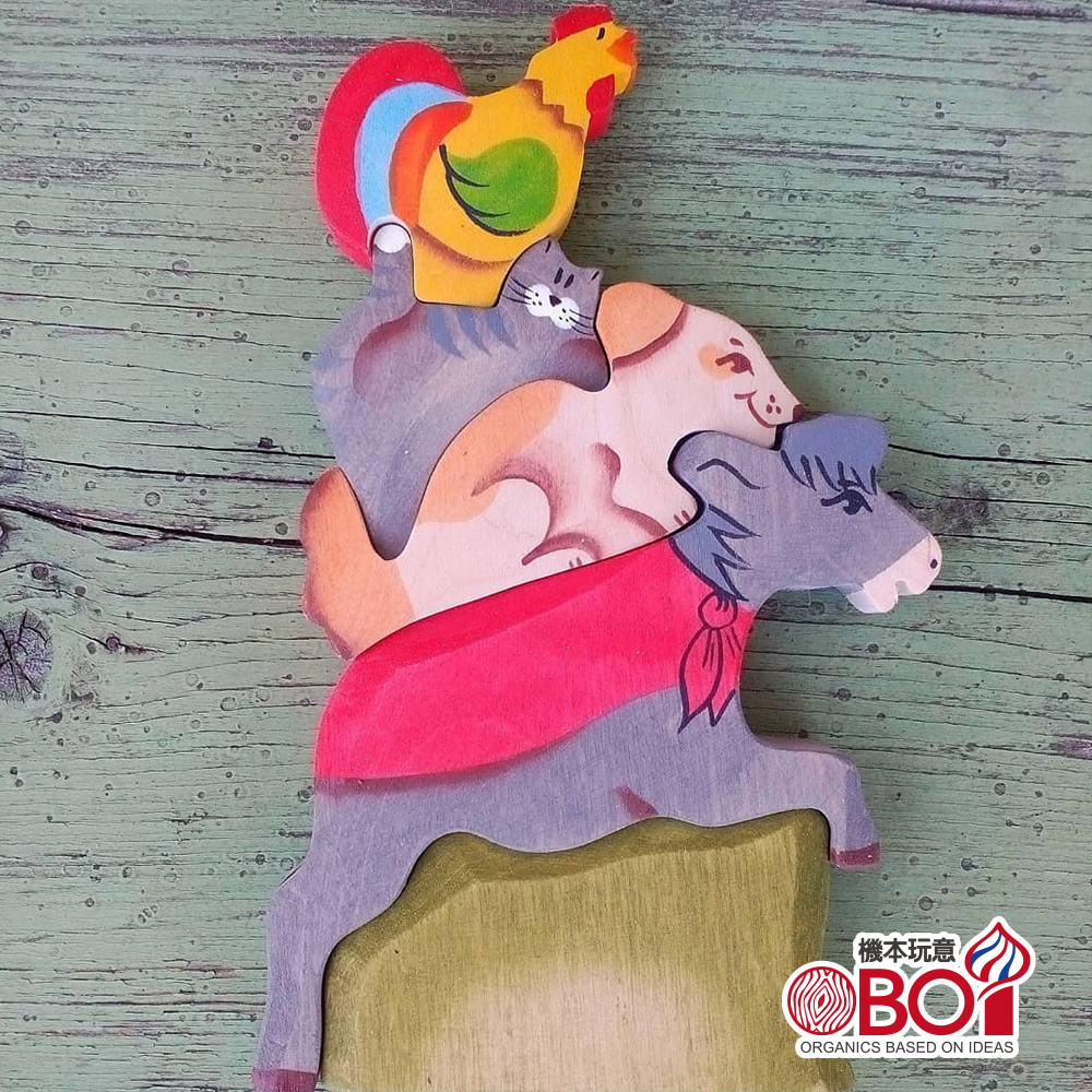 俄羅斯積木-淳木童話-立體拼圖系列: 布萊梅音樂家疊疊樂