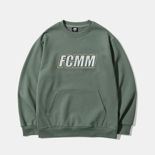 【零碼】FCMM刺繡大LOGO大學T 橄欖綠色 L