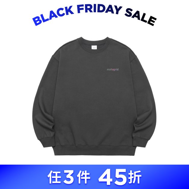 MAHAGRID  炫光LOGO 大學T 黑炭灰