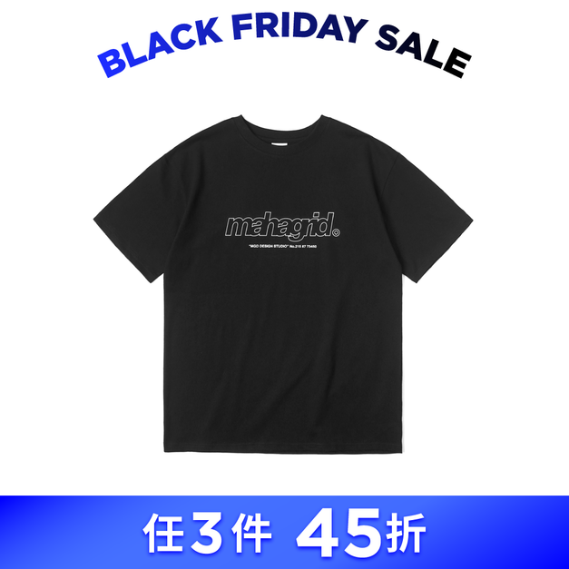 MAHAGRID 簍空Logo短袖T恤 黑色