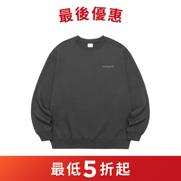 MAHAGRID  炫光LOGO 大學T 黑炭灰
