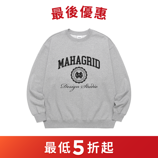 MAHAGRID  印章LOGO大學T 灰色