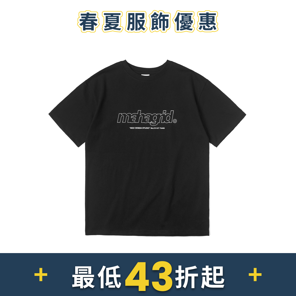 MAHAGRID簍空Logo短袖T恤黑色