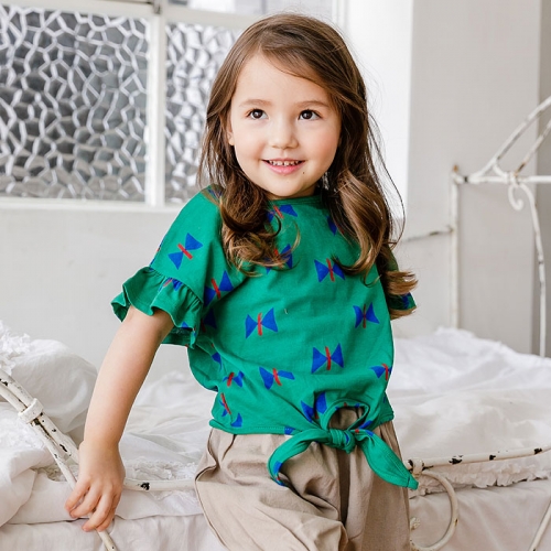 【2018S/S春夏新品】PUZZLE荷葉袖腰綁帶童趣上衣_1