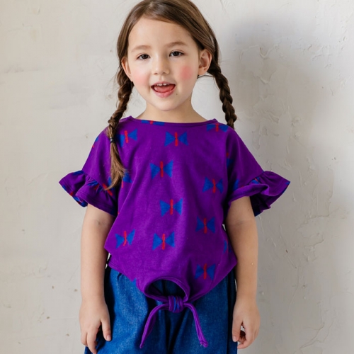 【2018S/S春夏新品】PUZZLE荷葉袖腰綁帶童趣上衣