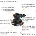 高階款 5吋 5mm偏擺 氣動研磨機 無集塵_1
