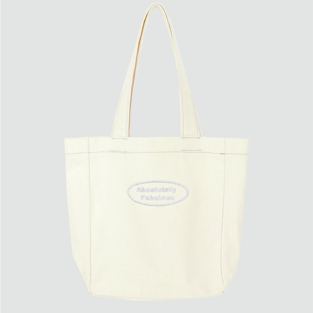 刺繡素面手提袋 -原胚色