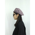 復古格紋貝蕾帽 -紫色_5