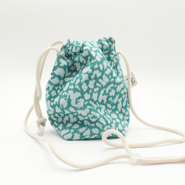 豹紋針織斜背包-綠色