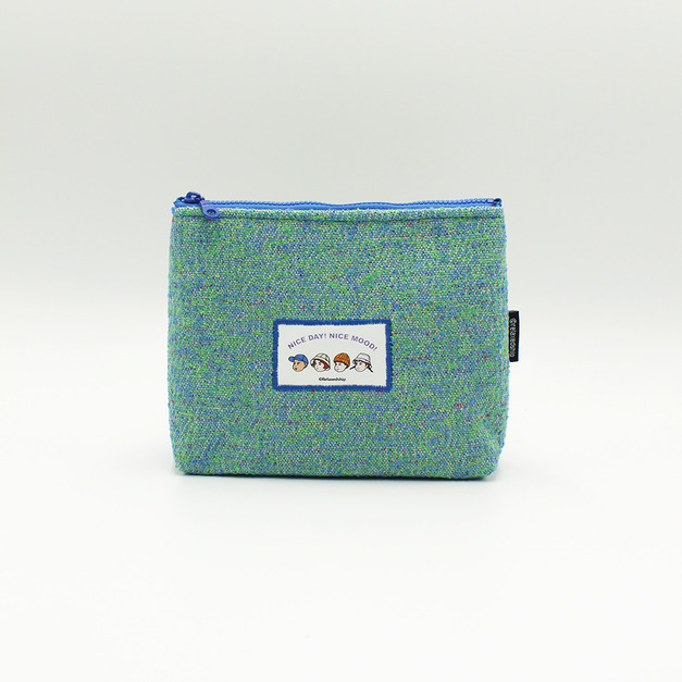 色織毛呢雜物包-藍綠色