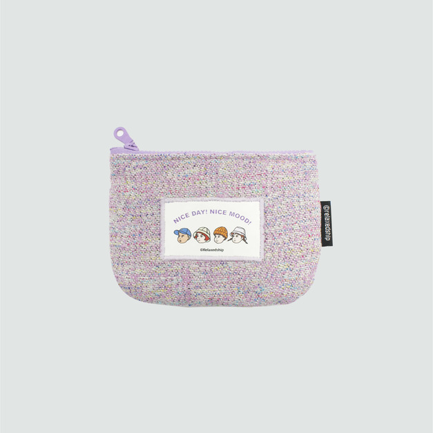 色織毛呢卡夾零錢包-紫色