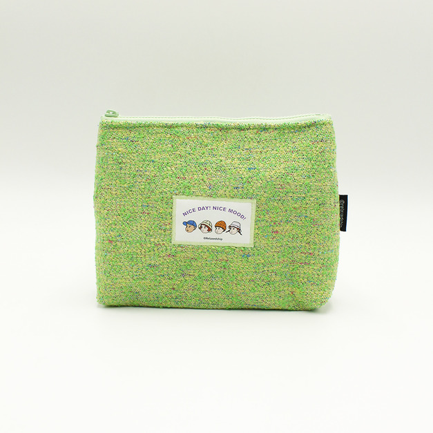 色織毛呢雜物包-黃綠色