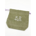 Bob臉刺繡燈芯絨束口袋-橄欖綠_4