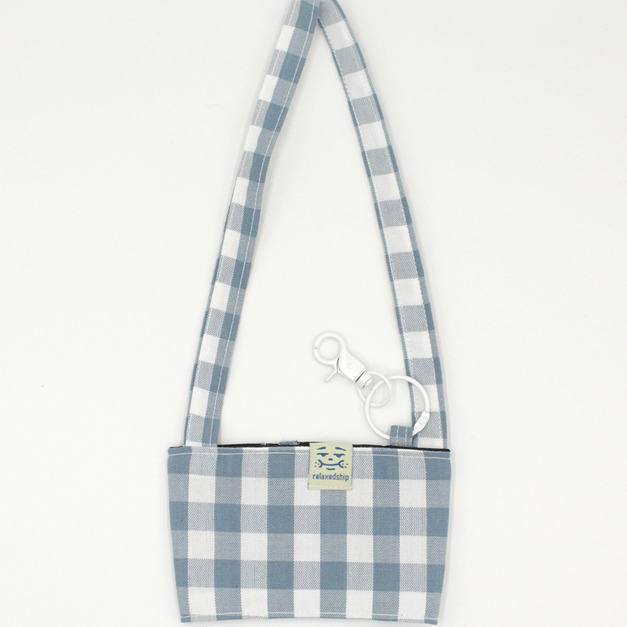 格紋飲料提袋-淺藍