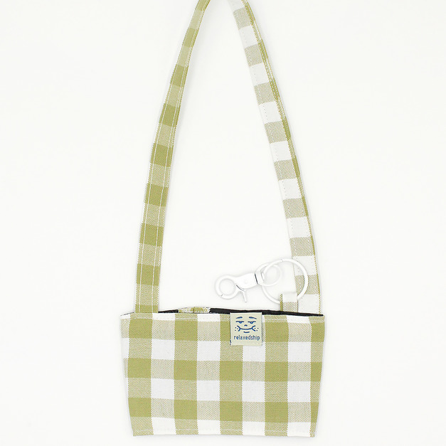 格紋飲料提袋-淺綠