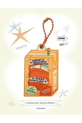 100%橘子果汁 相框鑰匙圈 （附龍蝦扣鑰匙圈）