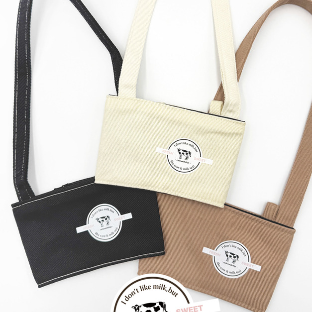 MILKTEA LOVER 奶牛飲料提袋-黑/米白/焦糖