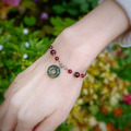 ｜醫療鋼｜海藻玉&紅石榴Y字手鍊_1