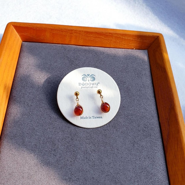 ｜14kgf輕珠寶｜小玲瓏天然石耳環（可改夾式）