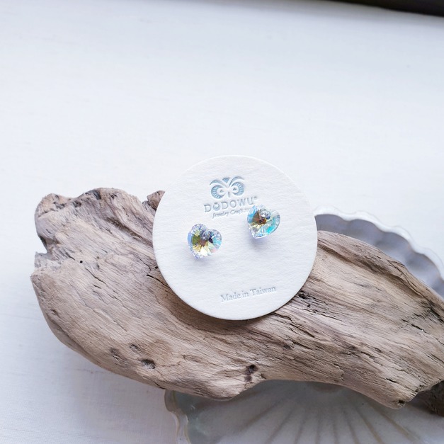 │晶鑽系列│經典胖胖愛心晶鑽耳針/耳夾