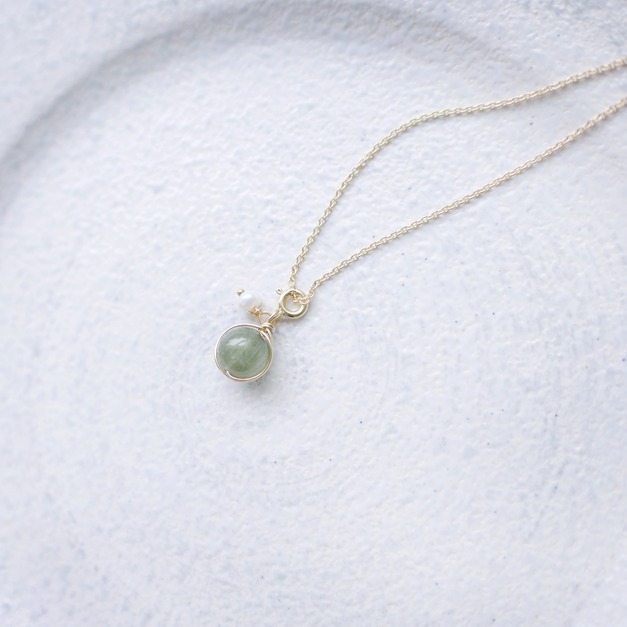 │百搭鎖骨鏈│14kgf光譜石＆綠磷輝石可以自由調整長度