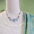 雨過天青-藍紋瑪瑙礦石水晶短鍊
